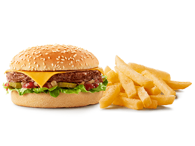 Cheese burger with chips