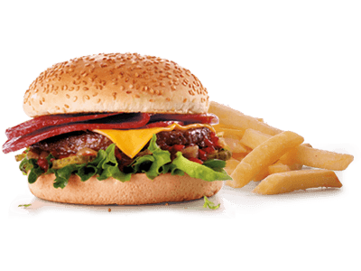 Bacon & Cheese Burger with chips