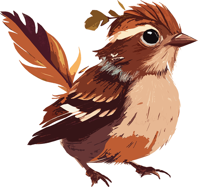 A bird illistrated on a green background