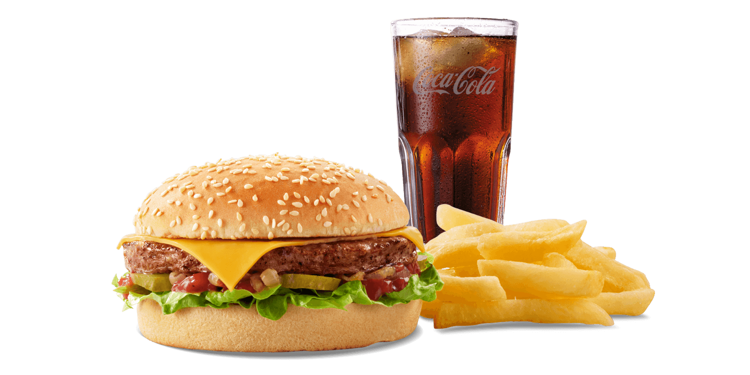 cheeseburger combo drink