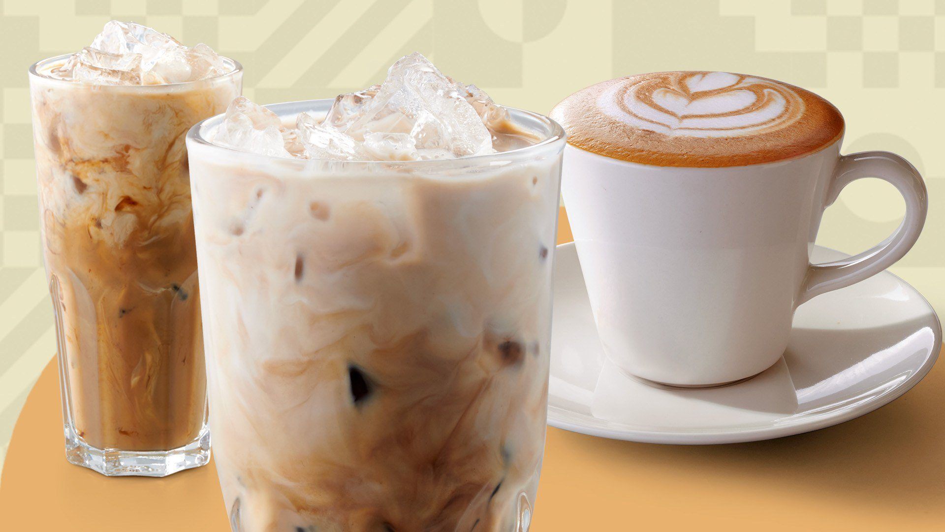 Two glasses of iced coffees made with our 100% arabica coffee blend