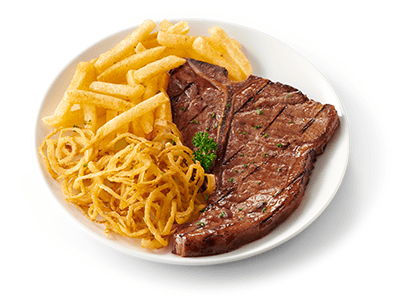 T-bone steak with chips