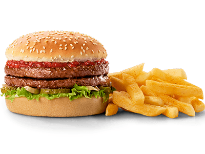 Big eat burger with chips